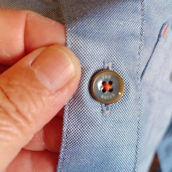 MEN'S TED BAKER  LIGHT BLUE BUTTON DOWN SHIRT SIZE 1 / XS - Picture 9 of 15